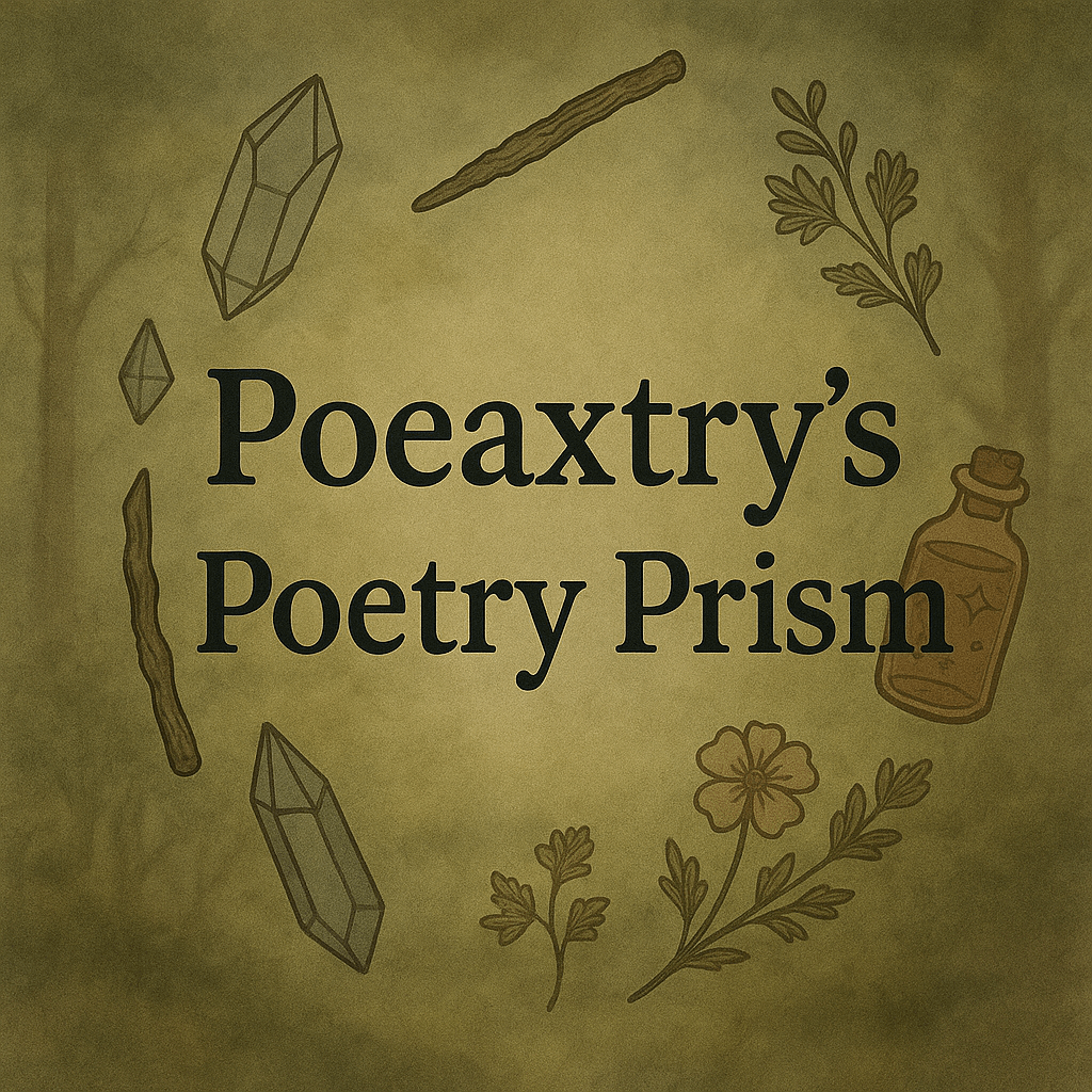 Poeaxtry's Poetry Prism Ft Blog image, Crystals, wands, and herbs
