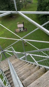 The gangs all down there. View of my friends from mid way up the tower. 