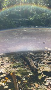 Amphitheater Falls, Yellowsprings Ohio all dried up rock head and a rainbow without rain