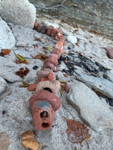 natural brick type stones stuck on a bar