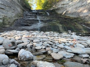 Bat village, Ohio, Colombia waterfall into Lake Erie 