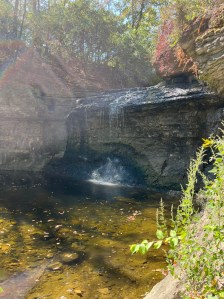 Creek view l, summer sun shining, waterfall at metro park, Columbus, Ohio 