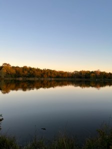 Sunset reflecting off of mirror lake in Granville, ohio 