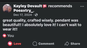 Kayley D. Recommends Poeaxtry on Facebook, Snake Skin Pendant crafted wisely, and she loves it