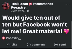 Teal P Recommends on Facebook would give 10 stars but Facebook won't allow her- Great Materia l