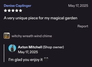 Etsy Caplinger Unique wind chime piece for magical garden 5 stars