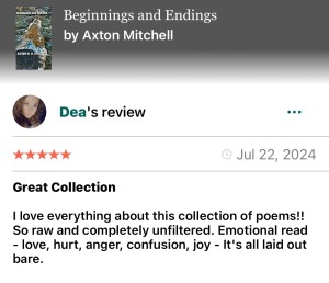 Dea- Goodreads- 5 stars- "Love everything about this collection, RAW & completely unfiltered"