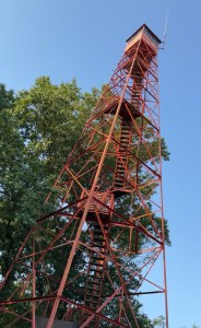 The big red orange tower at Mohican state Forrest 