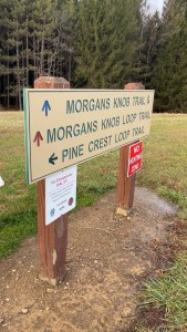 Morgan’s Knob Loop trail.  trail head sign 