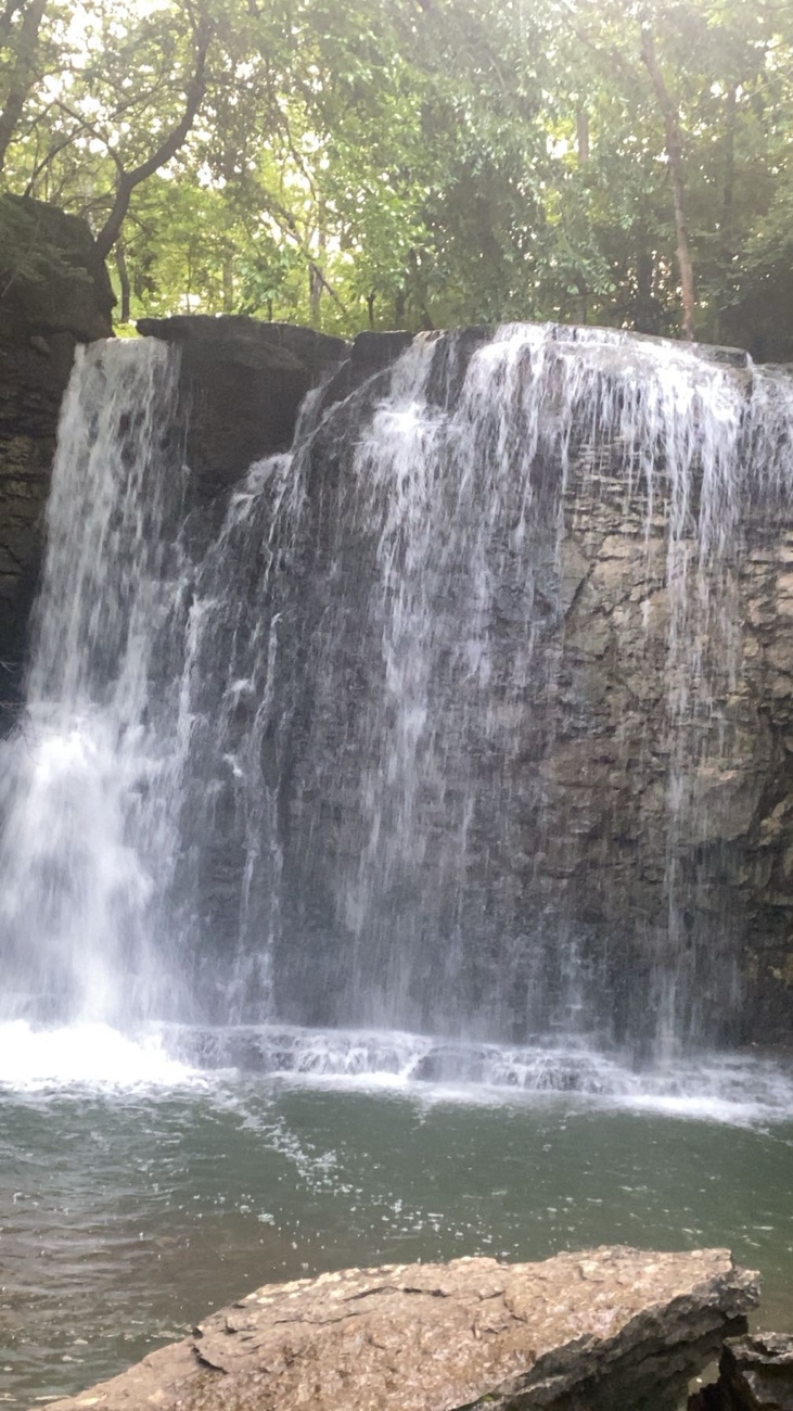 Hayden Falls Flowing in Dublin, Ohio roughly 32 ft high.