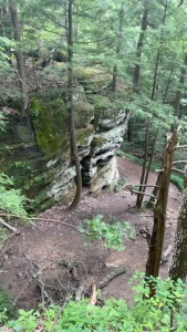 Looking down before you descend the stairs to Rock house & Natural Bridge 
