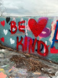 Be Kind with hearts graffiti at mount wood overlook castle wheeling, west virginia 