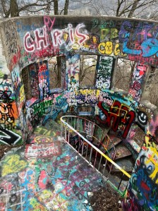 The view from the top of the stairs to the lower level of the castle Overlook Wheelinh, Wv