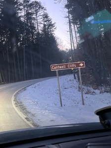 Cantwell CLiffs brown park signage in the snow