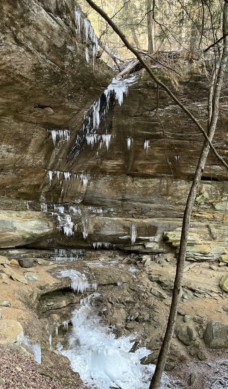 Frozen waterfall at cantwell cliffs.