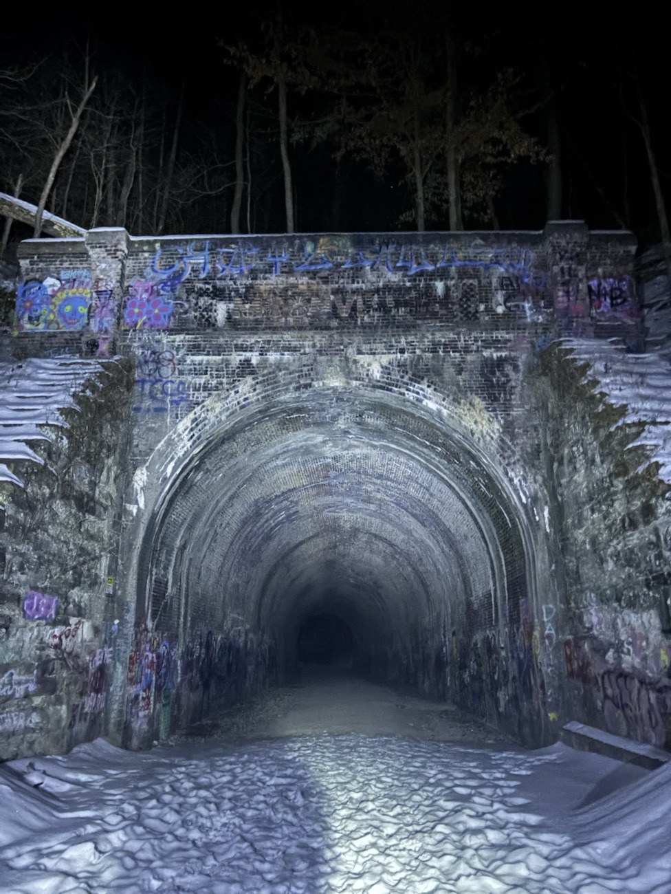 Night Walk Through&nbsp;Moonville Tunnel&nbsp;, Snow, Steel, and the Lavender Lady