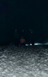 All of us from the trip in front of the tunnel in the dark