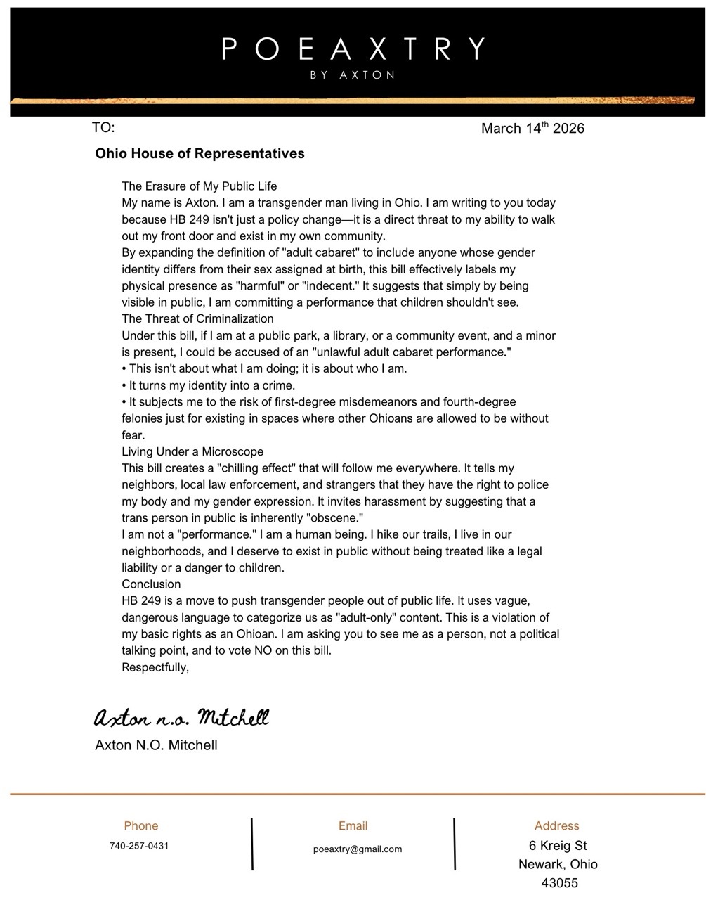 Beyond the Stage: Ohio HB 249 the Threat to Our Right to Exist in Public